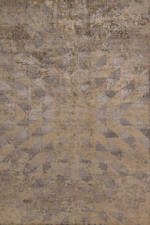 Tapis Abstrait Indien en Soie de Bambou
