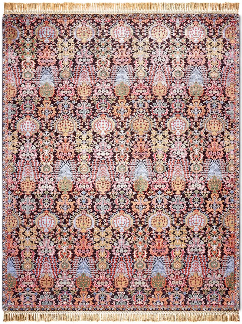 Tapis noué main Isfahan Violet Luxe