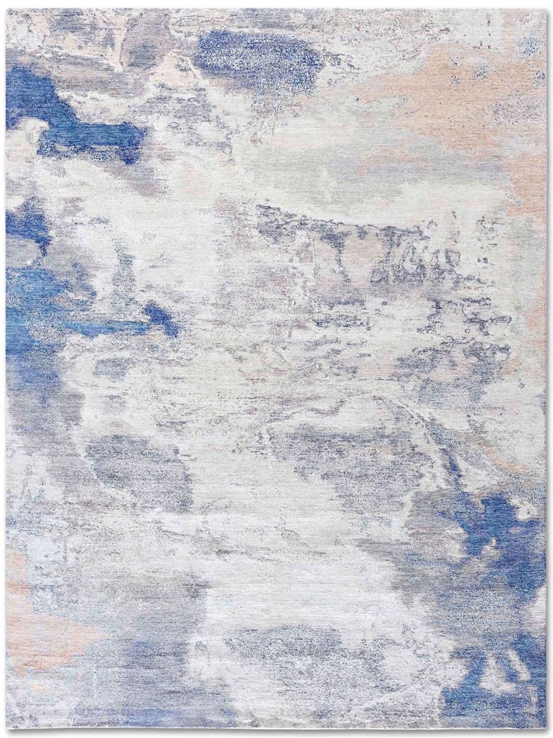 Tapis No. 02 Sable Bleu/Gris sur Gris Clair | Taille: 300 x 400 cm