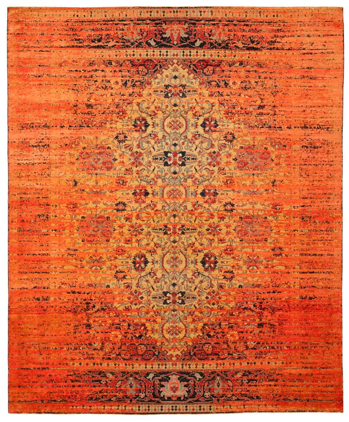 Tapis Serapi Queensbury Stomped Jaune Orange Néon Soie