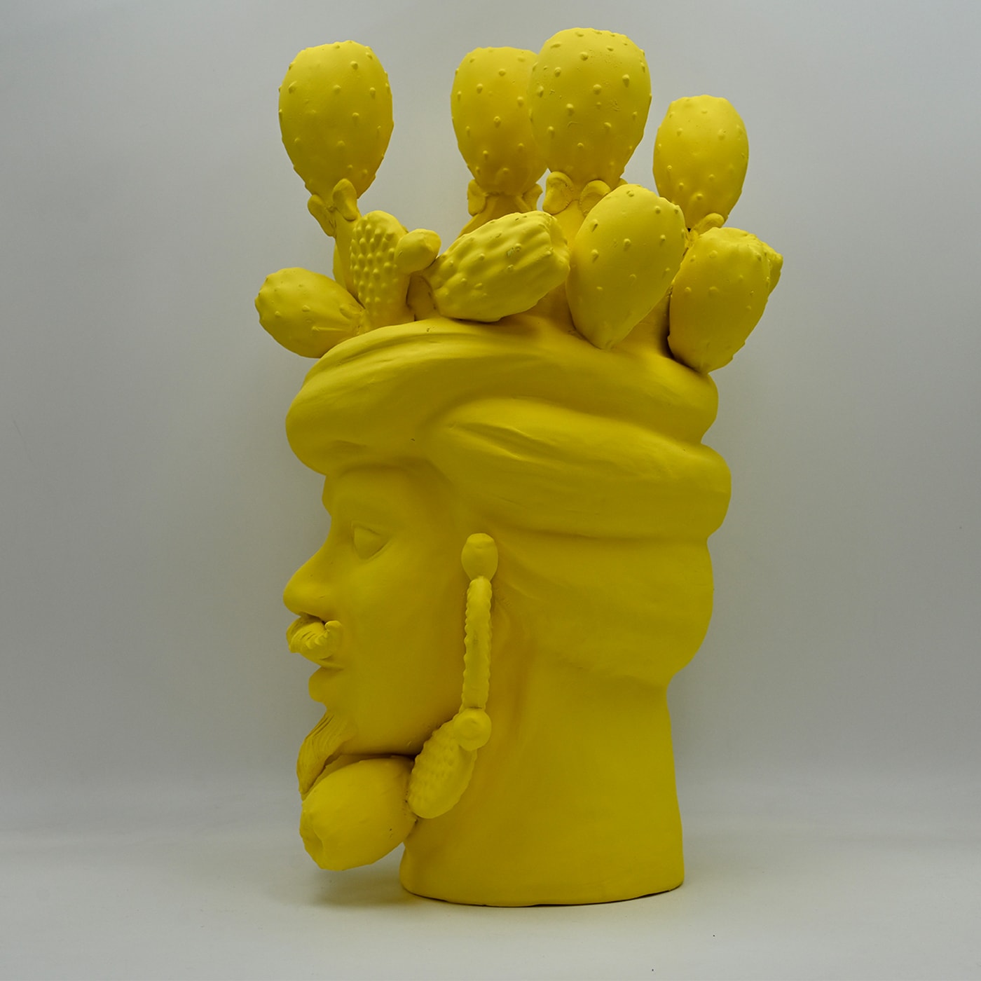 Sculpture Unique Tête De Maure Jaune