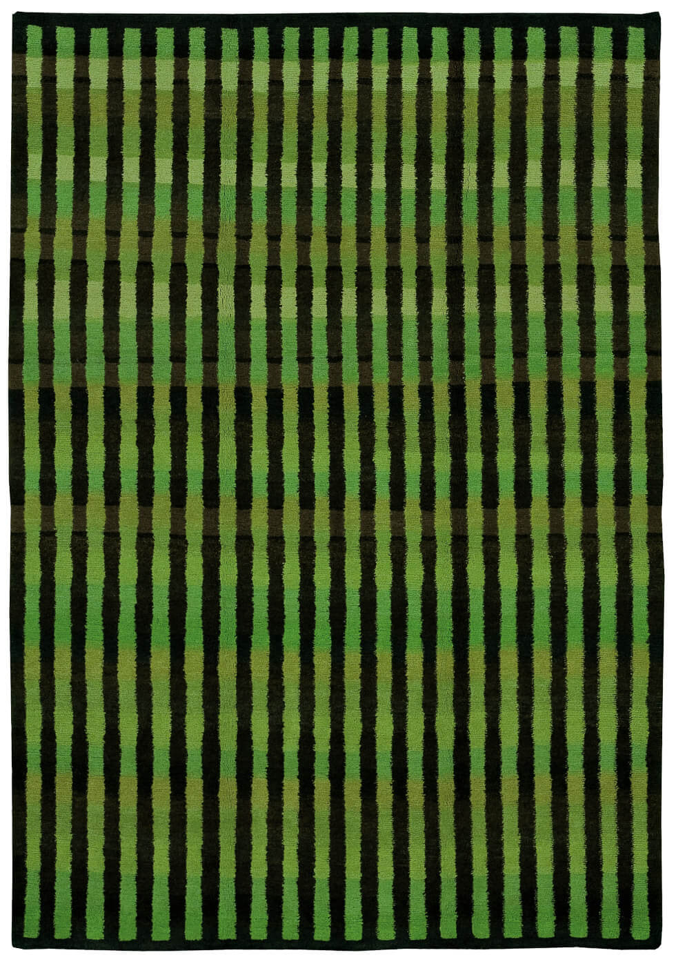 Tapis Gamba Rayures Verticales Noir Vert | Taille: 200 x 300 cm
