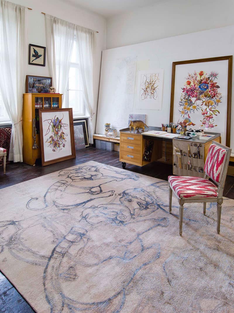 Tapis tissé main Éléphants | Taille: 274 x 365 cm