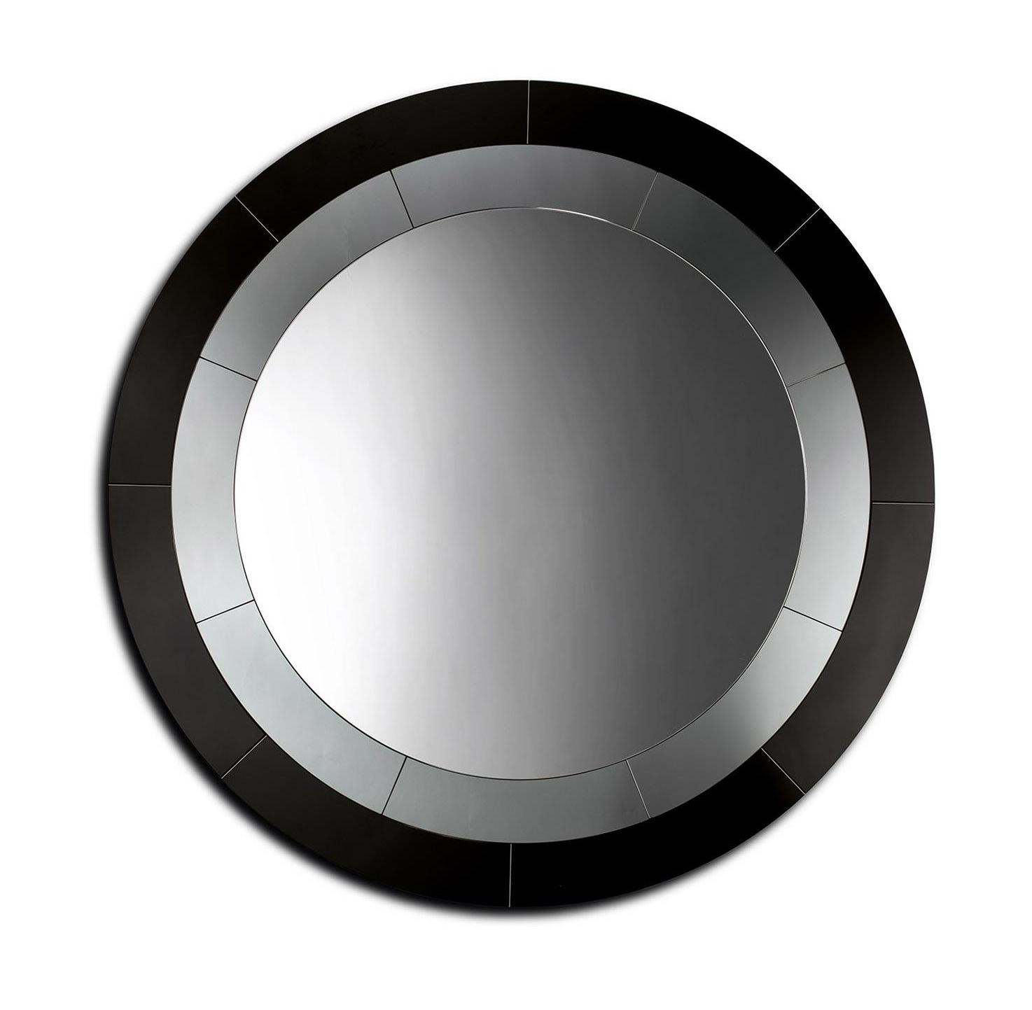 Miroir Rond en Verre Fumé avec Incrustations Élégantes