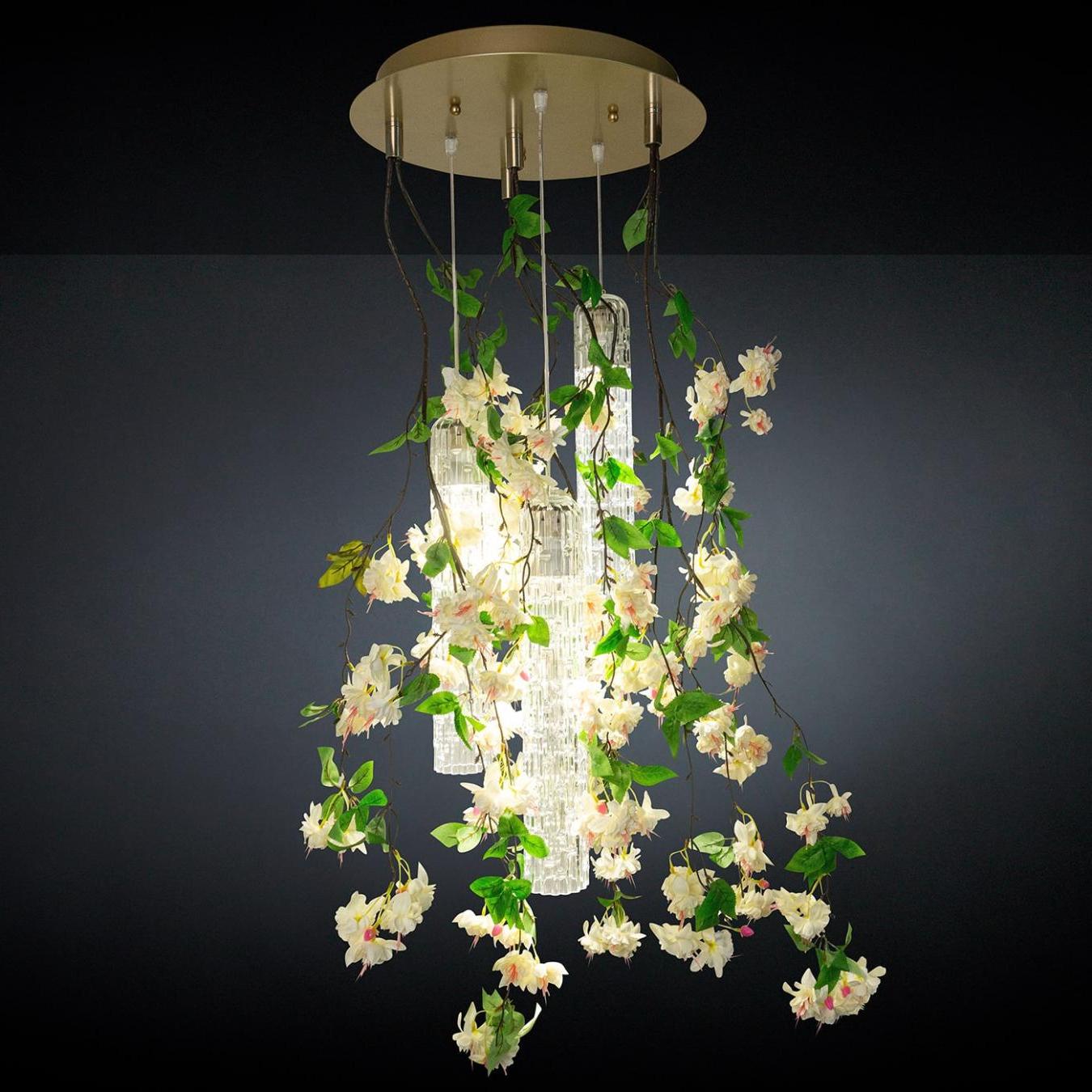 Petit lustre blanc en cascade White Cascade