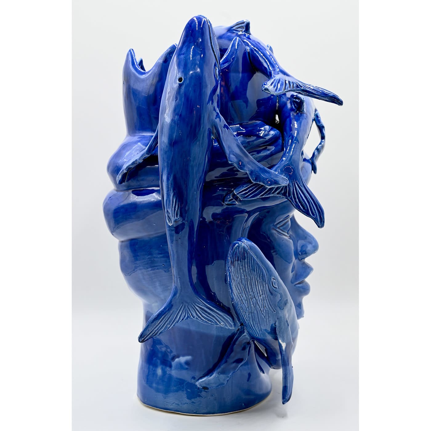Sculpture Tête De Maure Bleu Brillant