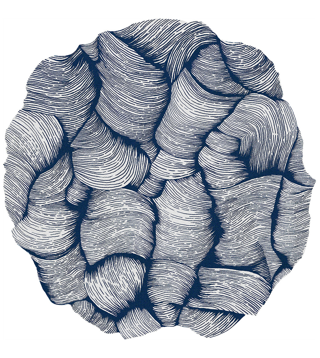 Tapis Rond Designer Bleu