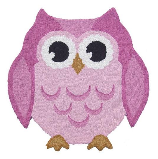 Tapis Animaux Hibou Rose