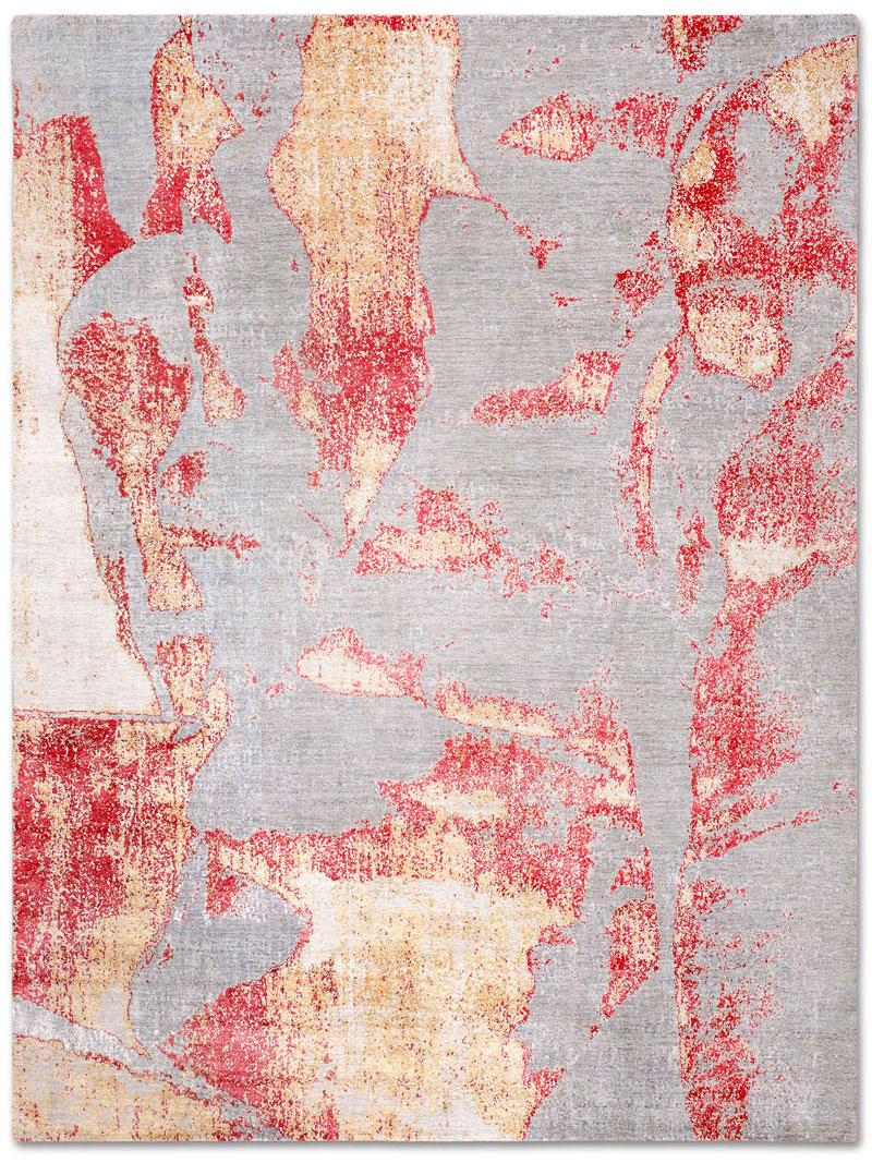 Tapis noué main Or Corail