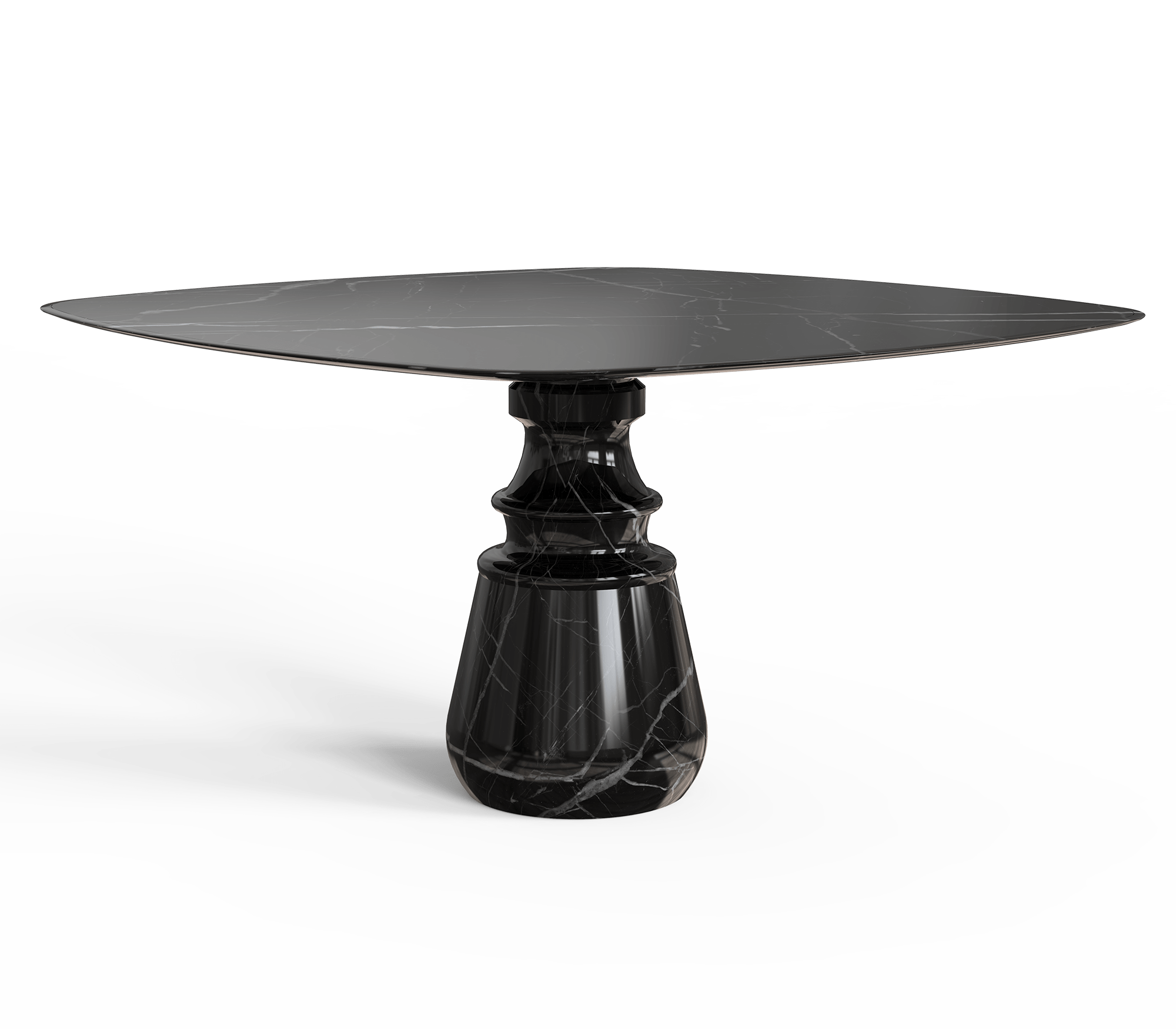 Table à Manger Carrée Nero Marquina Obsidienne