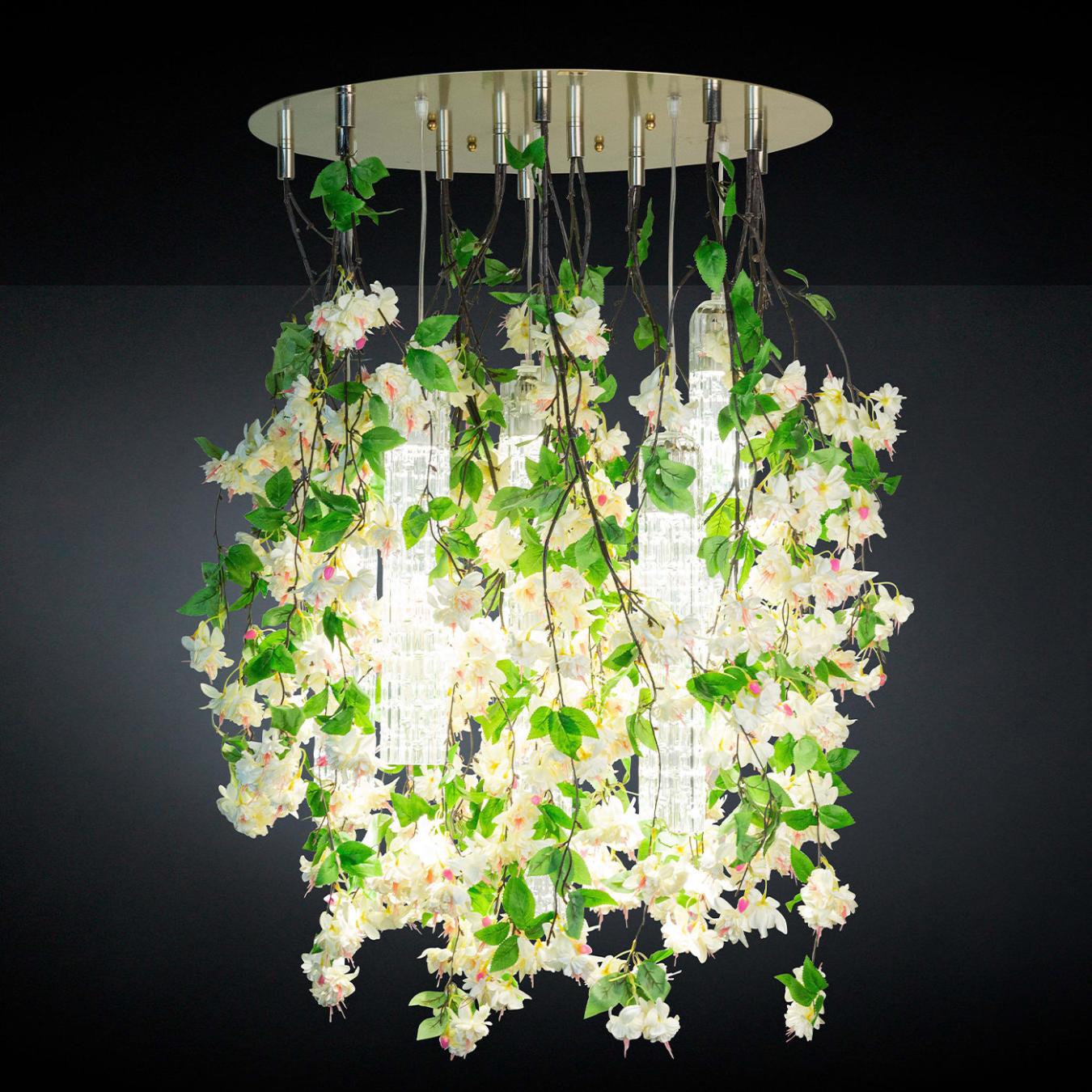 Grand lustre blanc en cascade White Cascade