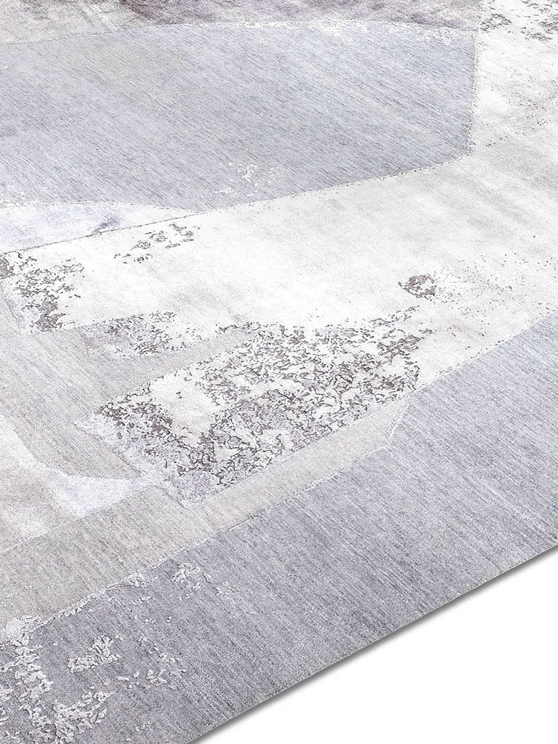Tapis tissé main Argent Neige