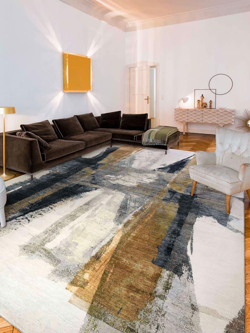 Tapis tissé main Vert Rouille | Taille: 274 x 365 cm