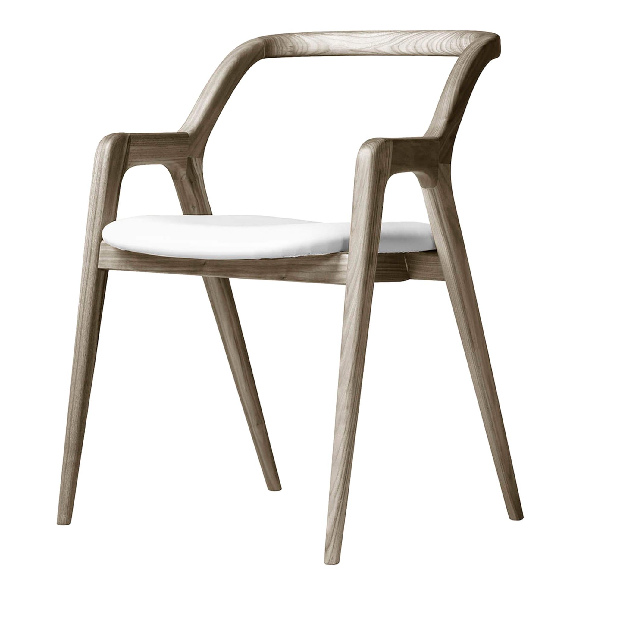 Chaise In Breve en Noyer Massif Gris | Revêtement: Leather PANDORA 657