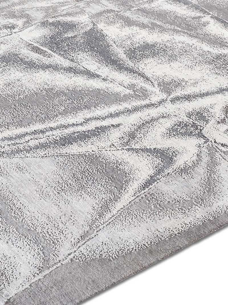 Tapis noué main Argent Véritable