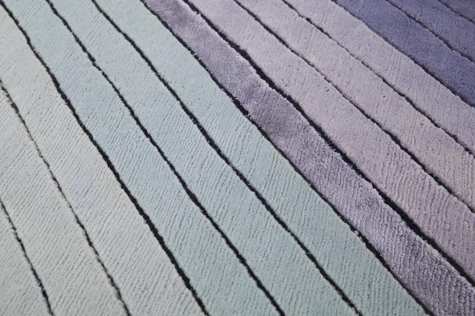 Tapis Géométrique en Laine et Viscose Noué à la Main