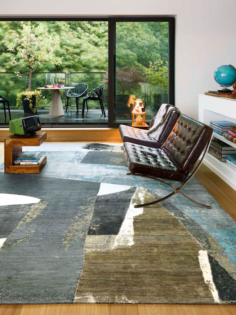 Tapis tissé main Vert Rouille