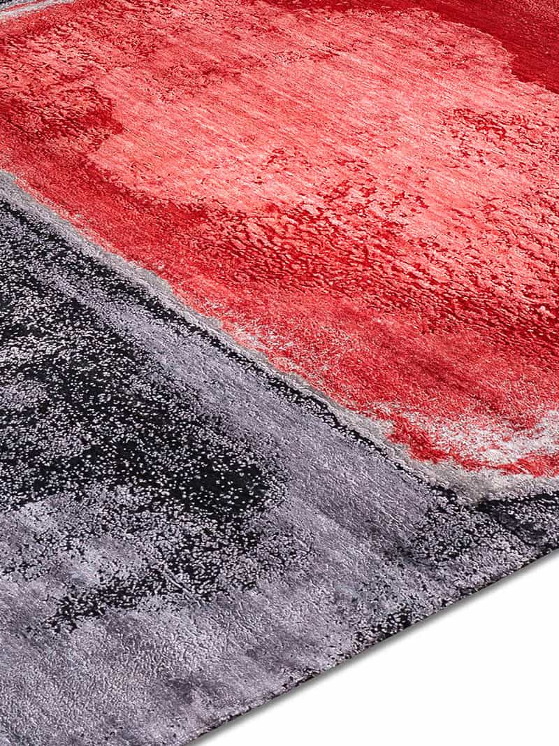 Tapis tissé main Rouge Argent