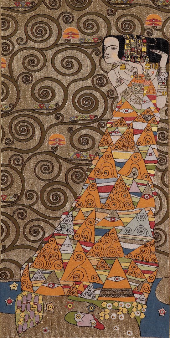 Tapisserie Dame (Droite), de Klimt Orange | Taille: 50 x 100 cm