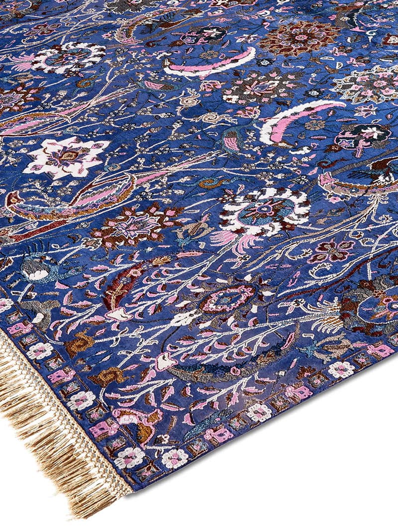 Tapis de luxe fait main Kerman Bleu
