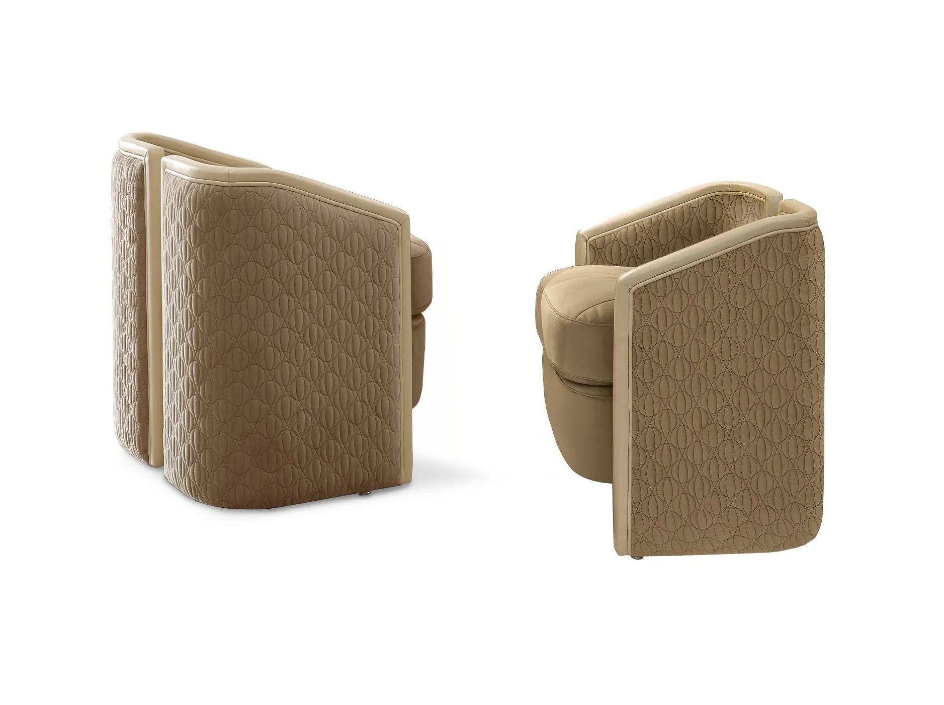 Pouf En Cuir et Tissu