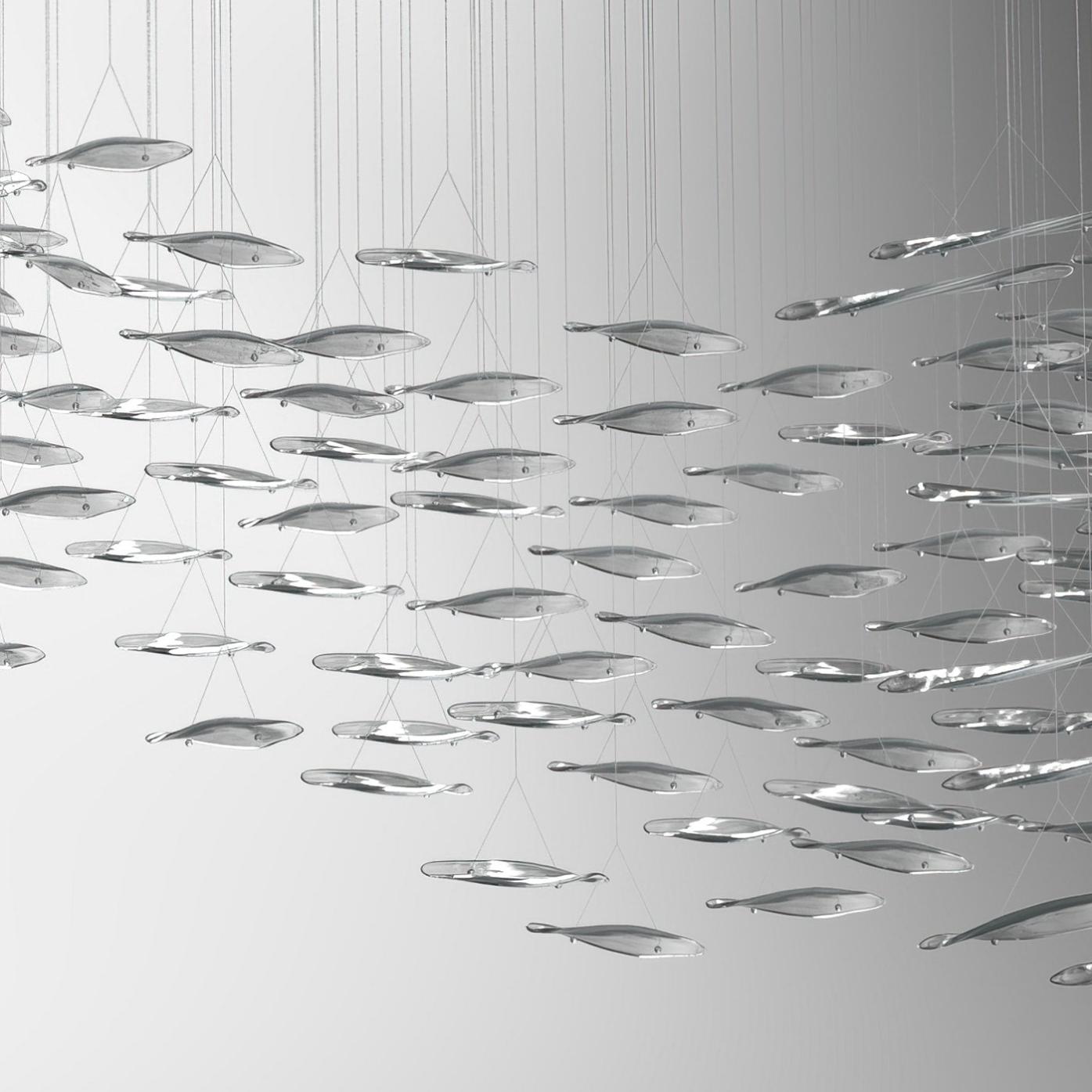 Lustre Cascade Feuilles en Verre Contemporain