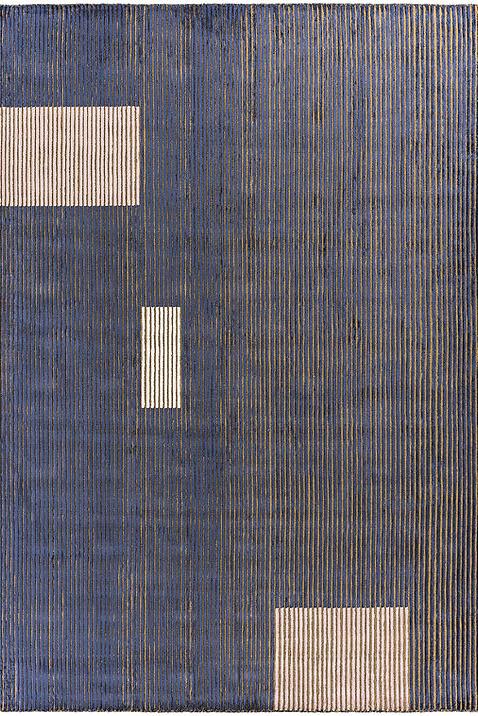Tapis à Rayures en Viscose Tissé à la Main