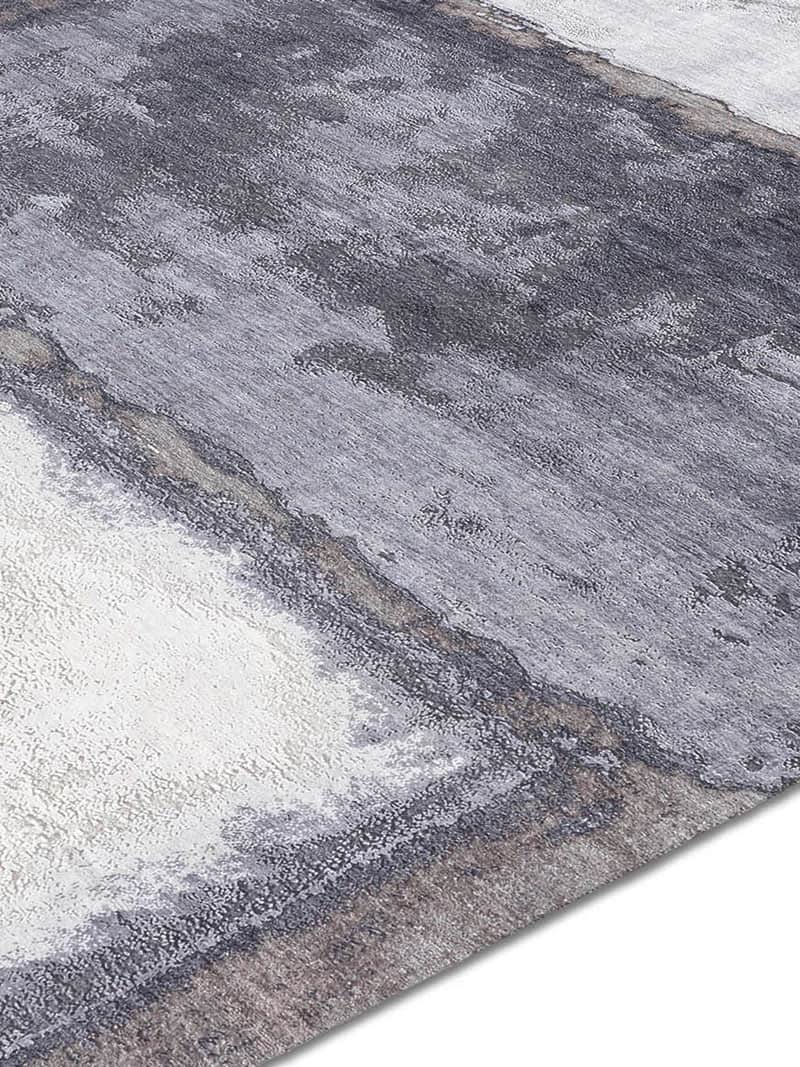Tapis fait main de luxe Argent / Anthracite