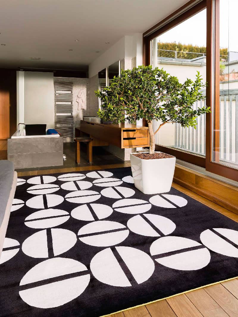 Tapis Cercle No. 03 Blanc sur Noir