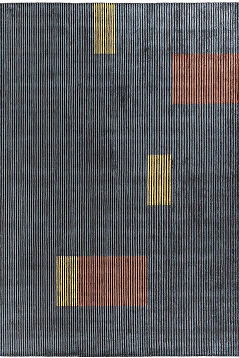 Tapis Multicolore à Rayures en Viscose Tissé à la Main