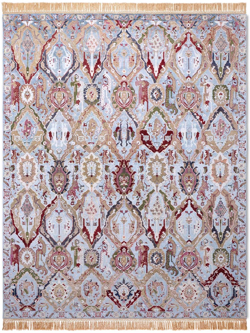 Tapis de luxe fait main KavaBagh Bleu