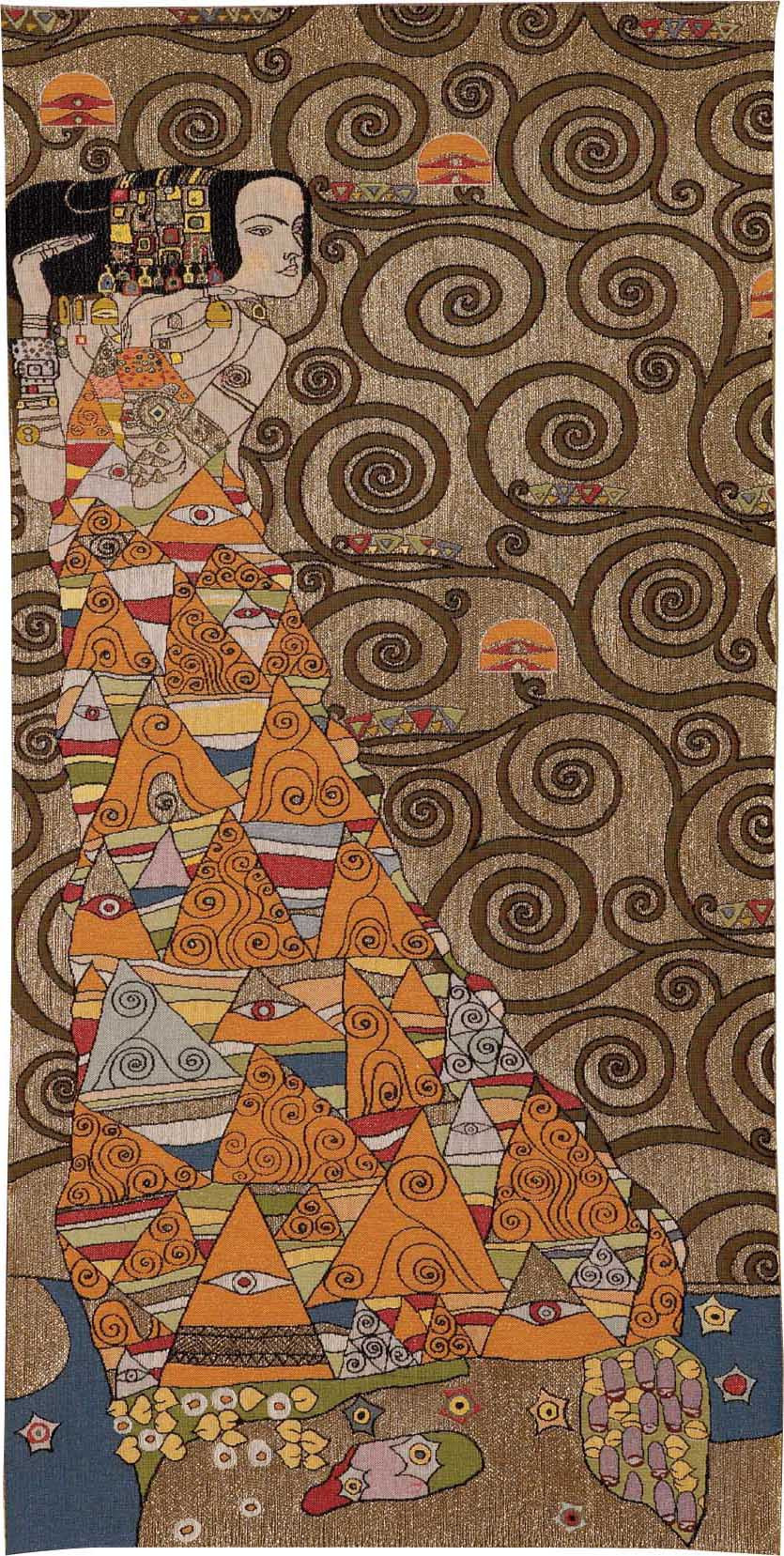 Tapisserie La Dame (Gauche), de Klimt Orange | Taille: 75 x 150 cm