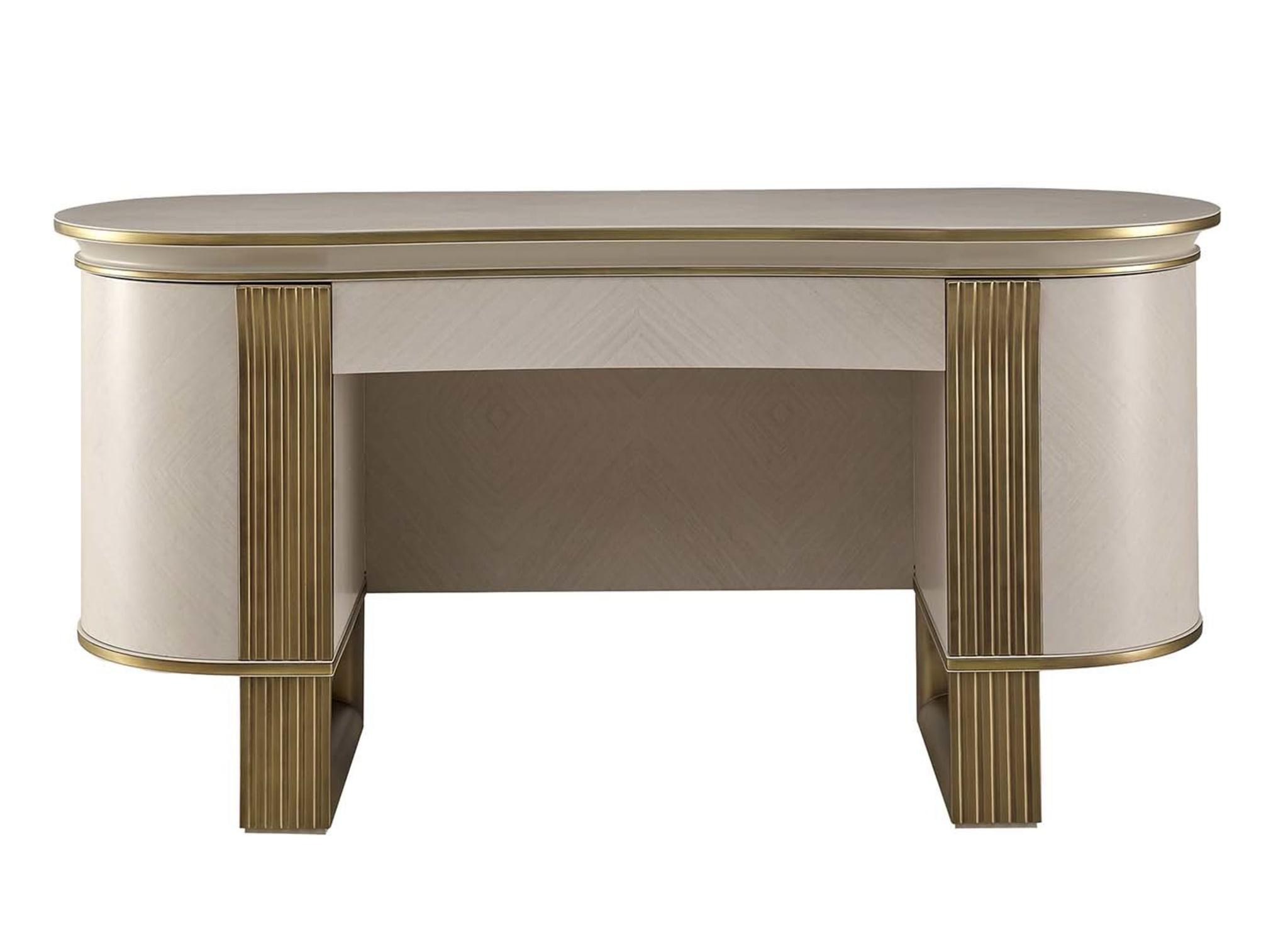Coiffeuse Blanche / Or Oliver | Configuration: Avec miroir