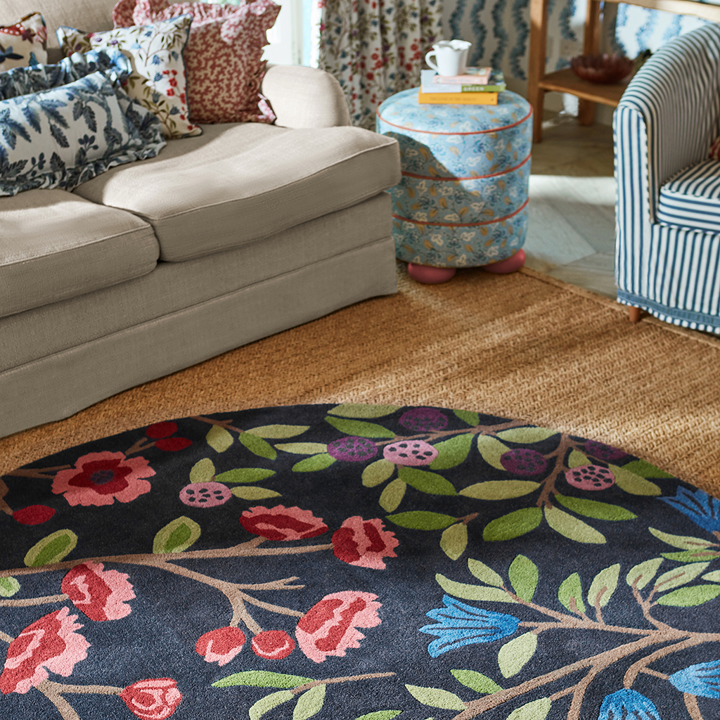 Tapis rond Foraging Indigo 146618 | Taille: Ø 200 cm