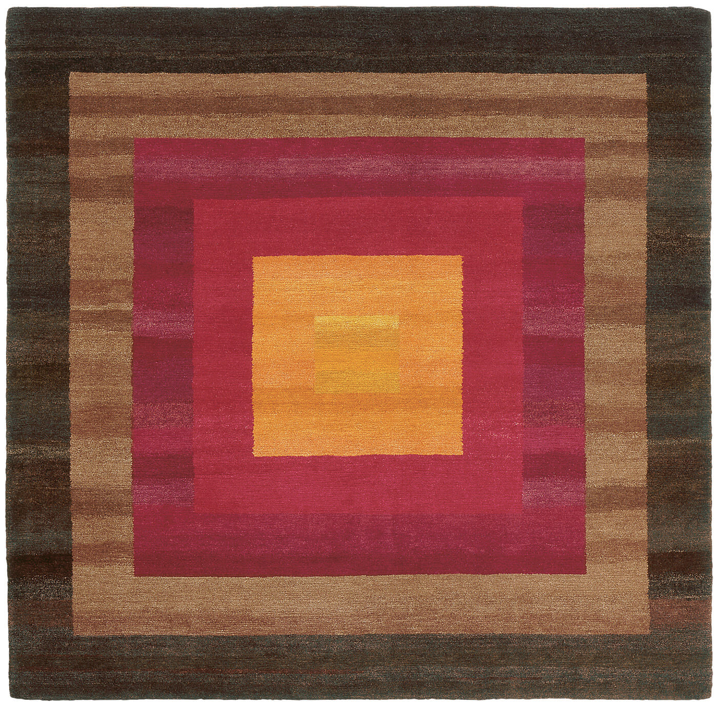 Tapis 6 Bordures Orange/Marron