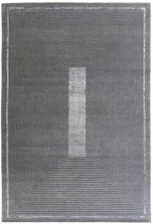Tapis à Cadre Gris en Laine & Viscose