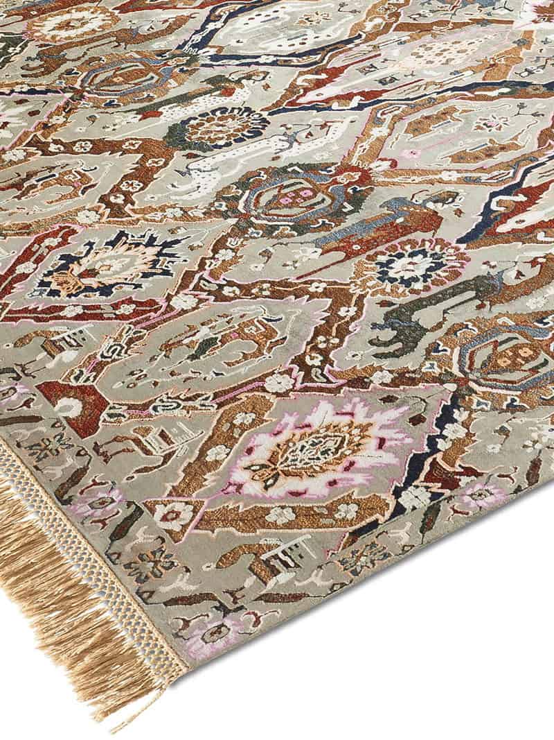 Tapis de luxe fait main KavaBagh Gris / Vert