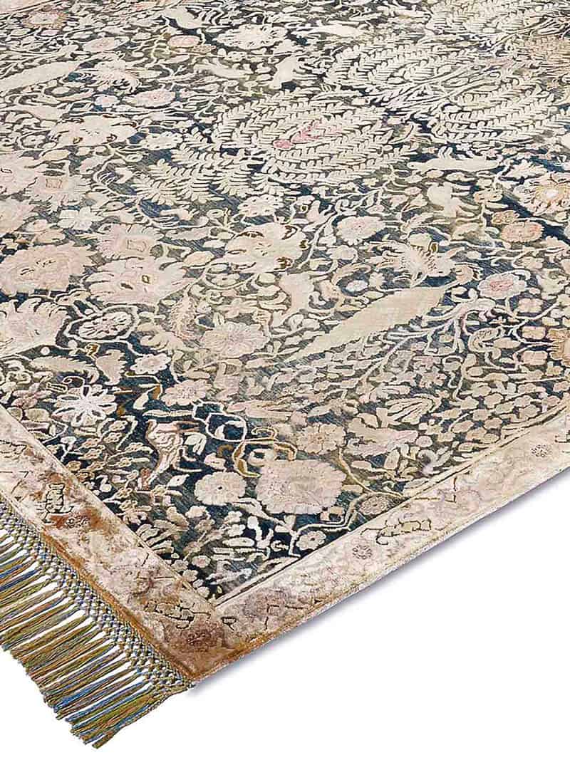 Tapis de luxe fait main Or / Bleu