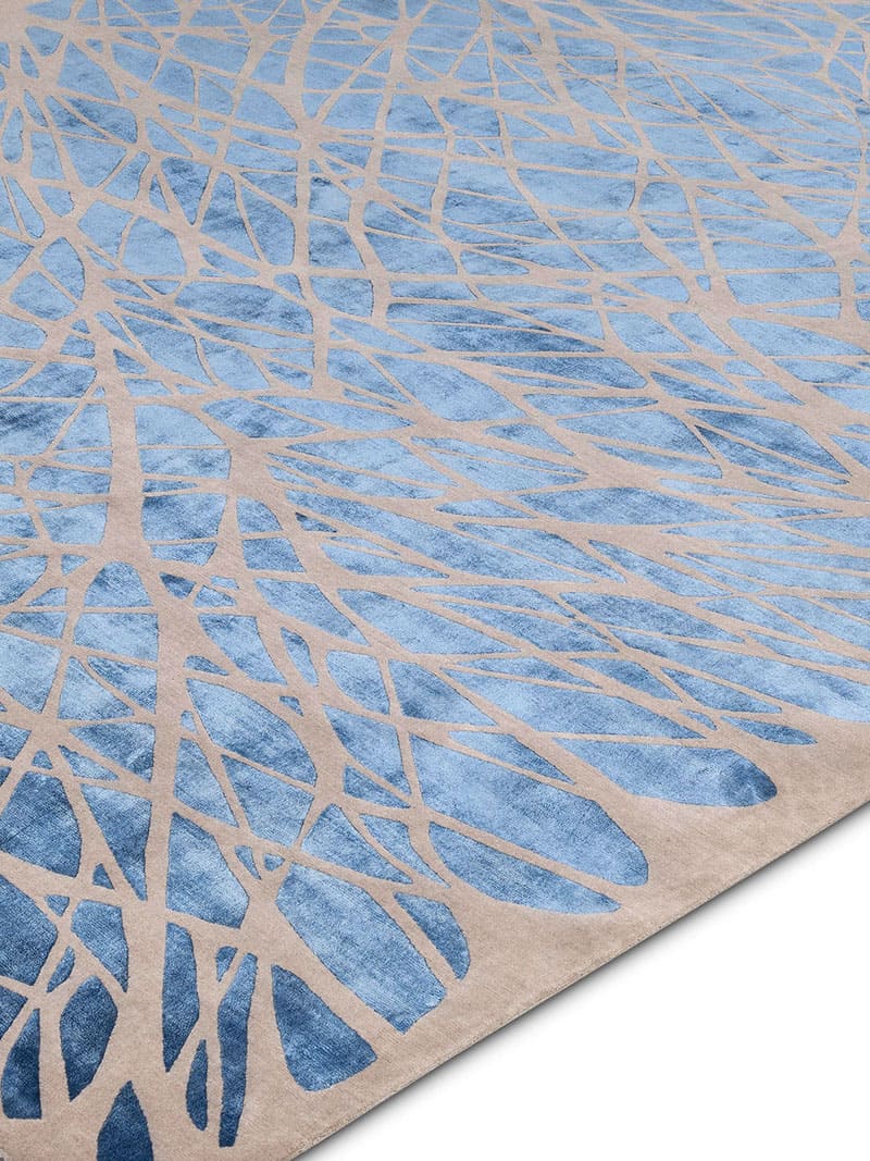 Tapis noué main Dresden Bleu Marine