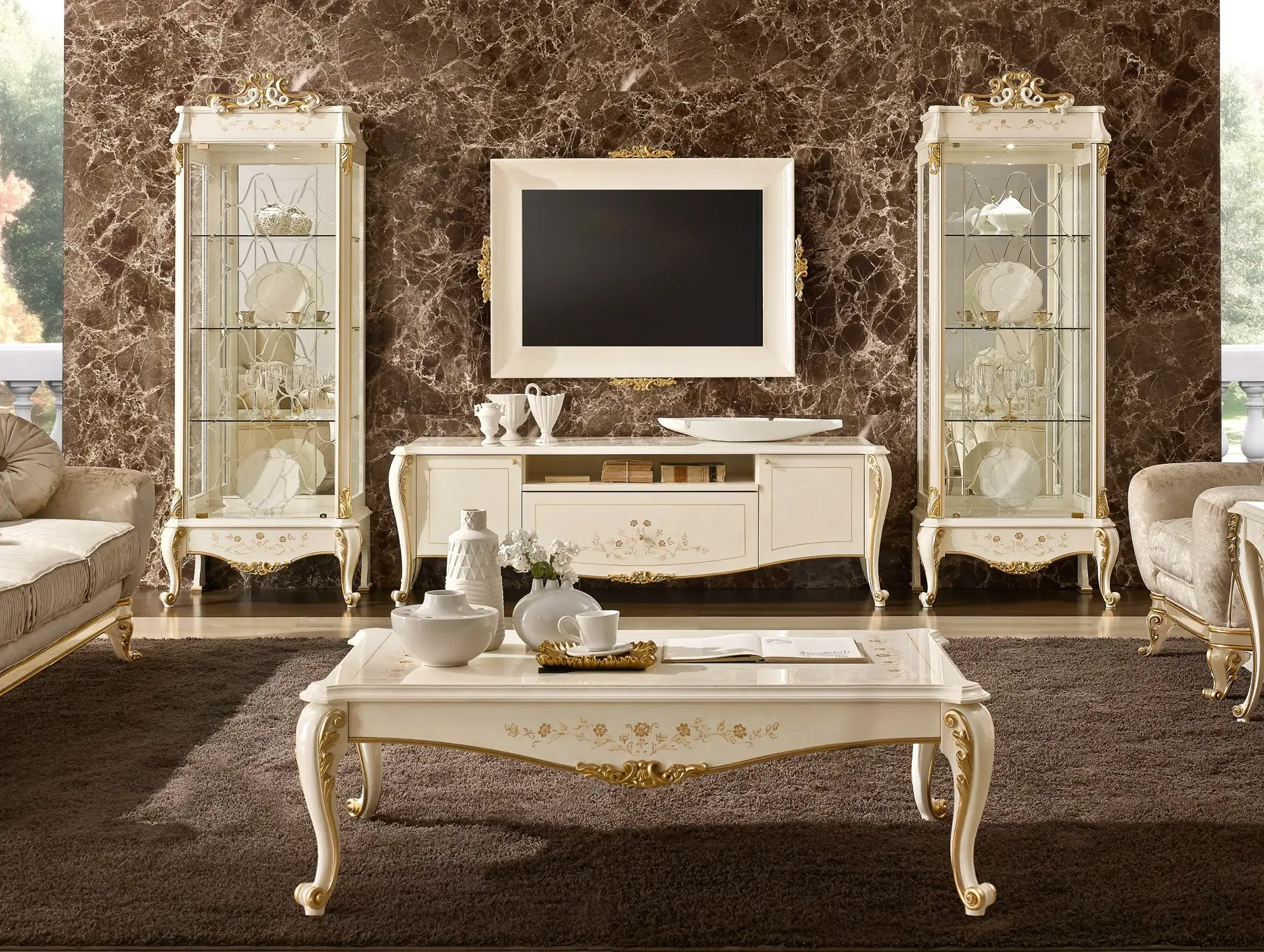 Vitrine Italienne Ivoire