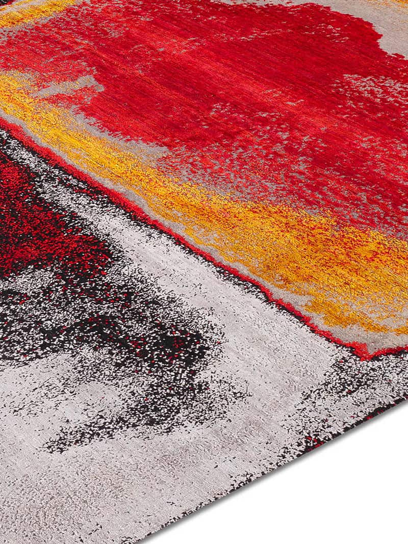 Tapis tissé main Coucher de Soleil Rouge