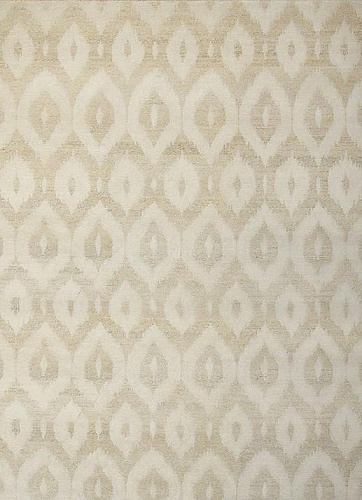 Tapis Ikat Beige en Laine Noué à la Main