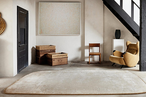 Tapis Geometry sable tufté main