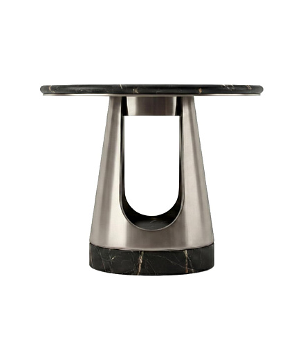 Table basse ronde Aura avec plateau en pierre foncée