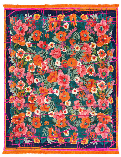 Tapis Scarlenka Allover Enveloppé Bleu Foncé Rose
