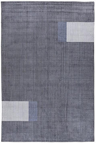 Tapis à Rayures en Viscose Tissé à la Main
