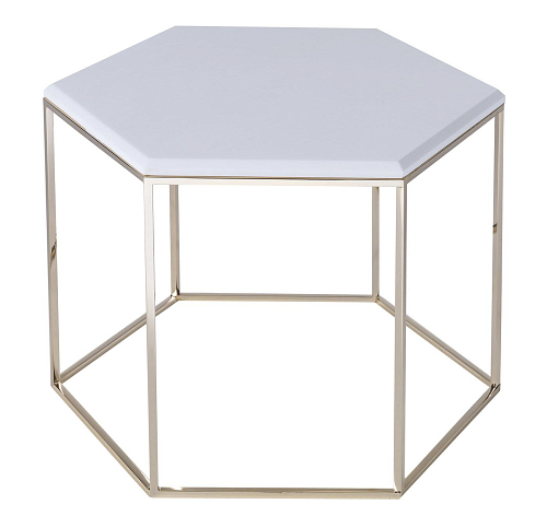 Table basse hexagonale en marbre blanc