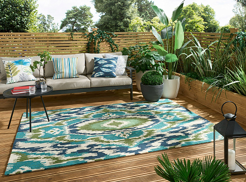 Tapis d’extérieur Ixora Émeraude / Palmier / Chartreuse