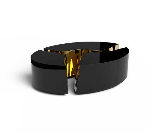 Table Basse Ovale Noire Fissure
