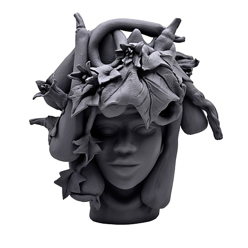 Sculpture Tête De Maure Grise